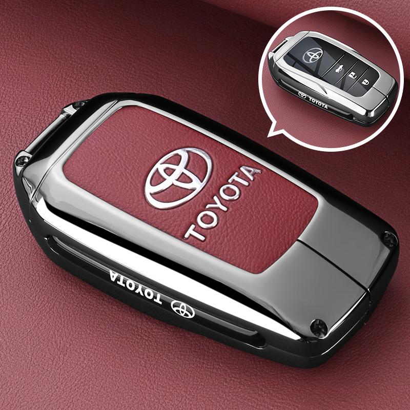 Кожаный чехол для автомобильного ключа из цинкового сплава для Toyota Corolla Hybrid 2021 Rav4 Land Cruiser Prado Camry Highlander Prius C-HR 2018+