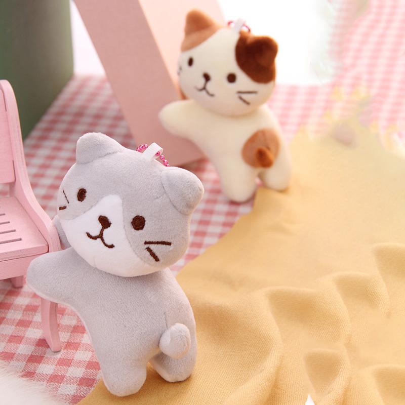 Cartoon Cute Six-Color Tilt Head Lying Plush Toy Cat Kitten Doll Backpack Pendant Decoration Christmas Halloween Gift Preferred