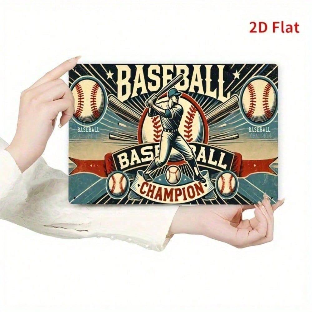 Vintage Metal Wall Art Decor Retro Baseball Champion Player Memorabilia Sign Steel Sports Decor for Home Bar