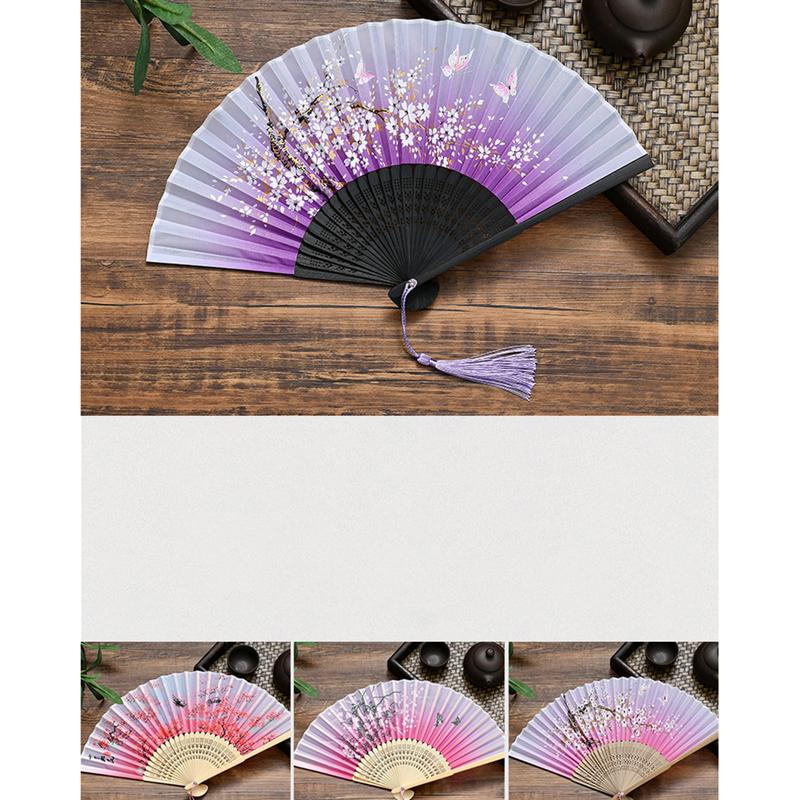 Веер в китайском стиле, складной, ручной, цветочный веер, реквизит для фотосессий для женщин