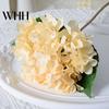 Artificial Hydrangea with Green Leaves Stem Realistic Fake Flower Wedding Decorative Flowers Home Office Table Centerpiece Faux Floral Branch