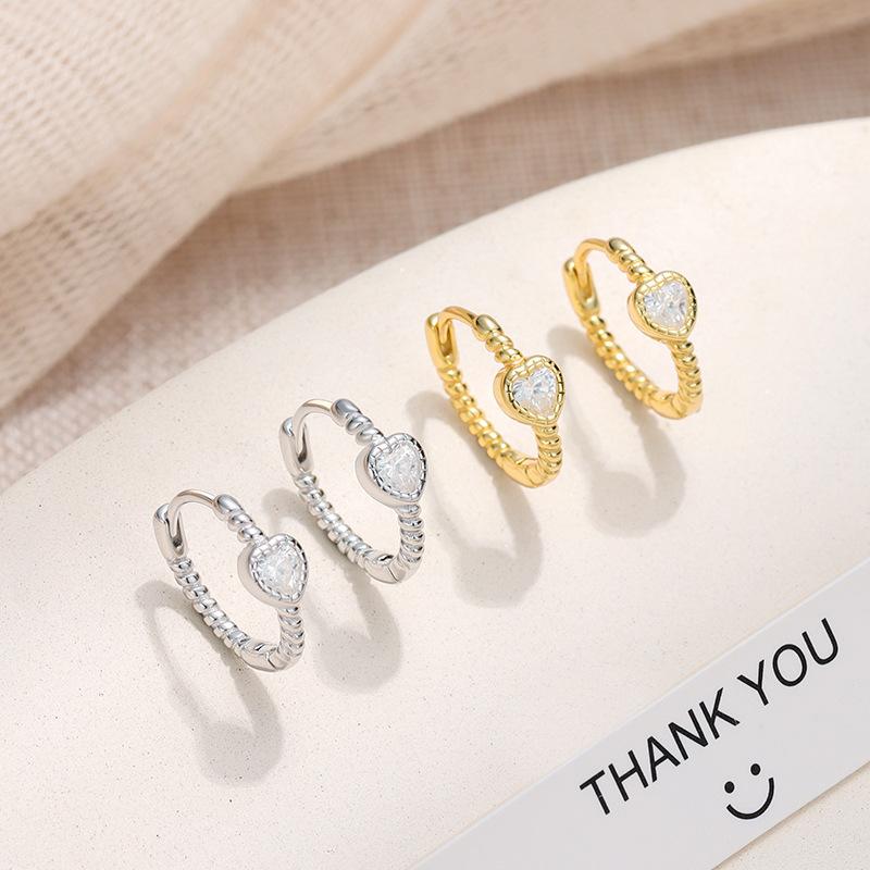 Pink White Twist Heart Earrings For Women Authentic 925 Sterling Silver Simple Wedding Engagement Fine Jewelry Gifts