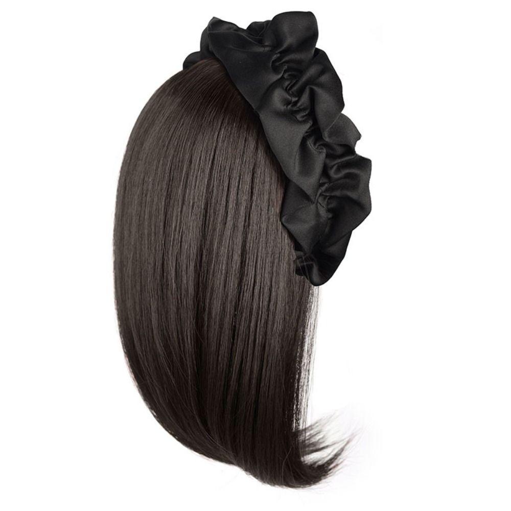 Синтетический полуободок парик корейский стиль женский обруч для волос короткий прямой парик на ободке женский