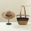 New straw hat bag, two-piece outdoor travel visor, large brim, small face, and large-capacity bag.