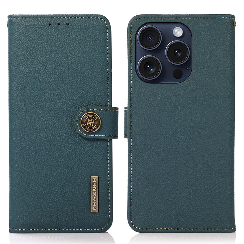 KHAZNEH Чехол-кошелек для iPhone 16 Pro Max с RFID-блокировкой, из натуральной коровьей кожи, чехол для телефона