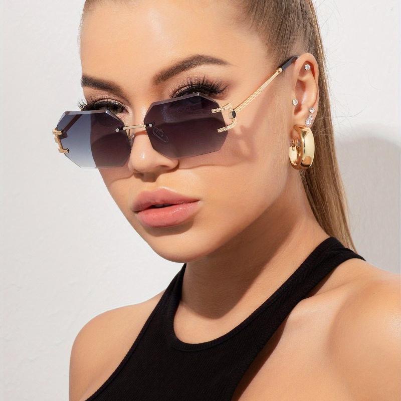 1 шт. Женские металлические безободковые квадратные очки с маленькой оправой, с полым дизайном, винтажные, сексуальные, элегантные, декоративные, модные, подходят для повседневной носки, для праздника