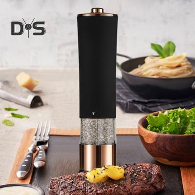 Электрическая мельница для перца и соли, работающая от батареи, автоматическая мельница для специй с регулируемой степенью помола, светодиодная подсветка, кухонный гаджет