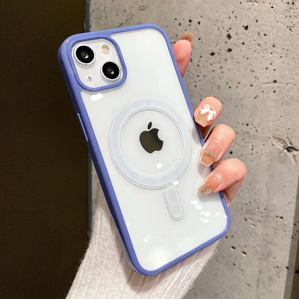 Роскошный магнитный чехол с беспроводной зарядкой для телефона Magsafe для iPhone 15 14 13 12 11 Pro Max XR XS X 7 8 SE мини противоударный чехол