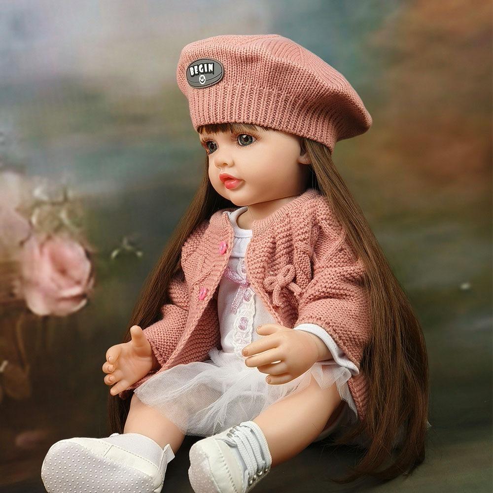 Очаровательная кукла Betty Reborn для детей от 3 лет и старше, 22 дюйма, 55 см, силиконовая, на все тело, с длинными наклеенными волосами, принцесса, реалистичная кукла для новорожденных, игрушки