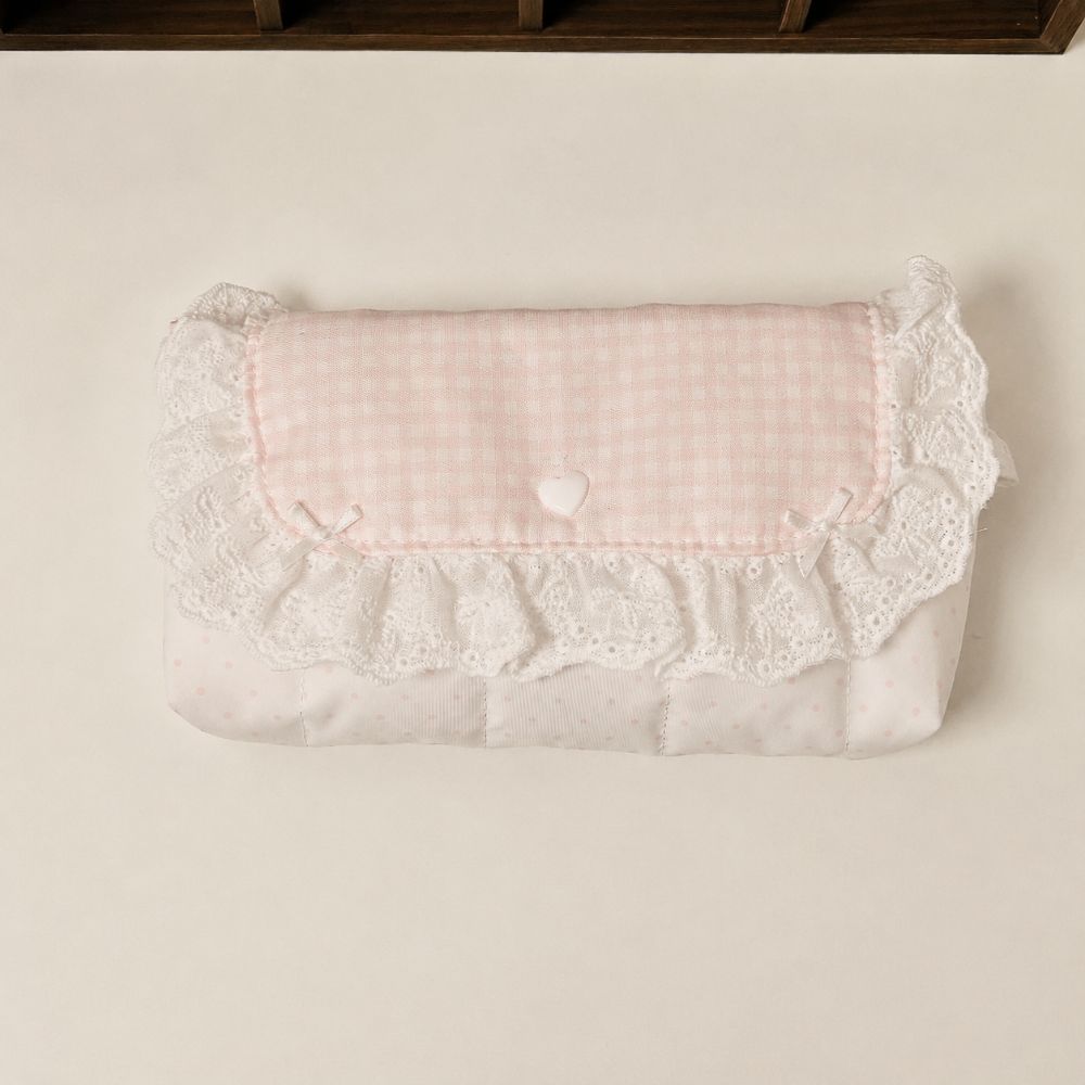 Pink Lace Pencil Case Polka Dot Design Stationery Bag Stationery Organizer School Supplies