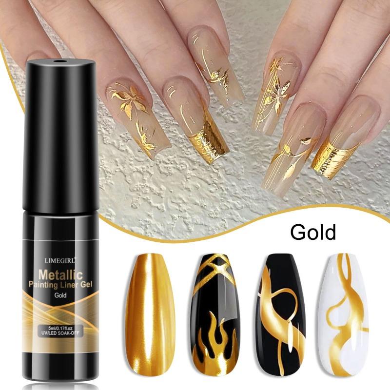Nail Art Metal Wire Glue, French Painting Wire Drawing and Edging Color Painting Glue, Mirror Finish Nail Polish Gel