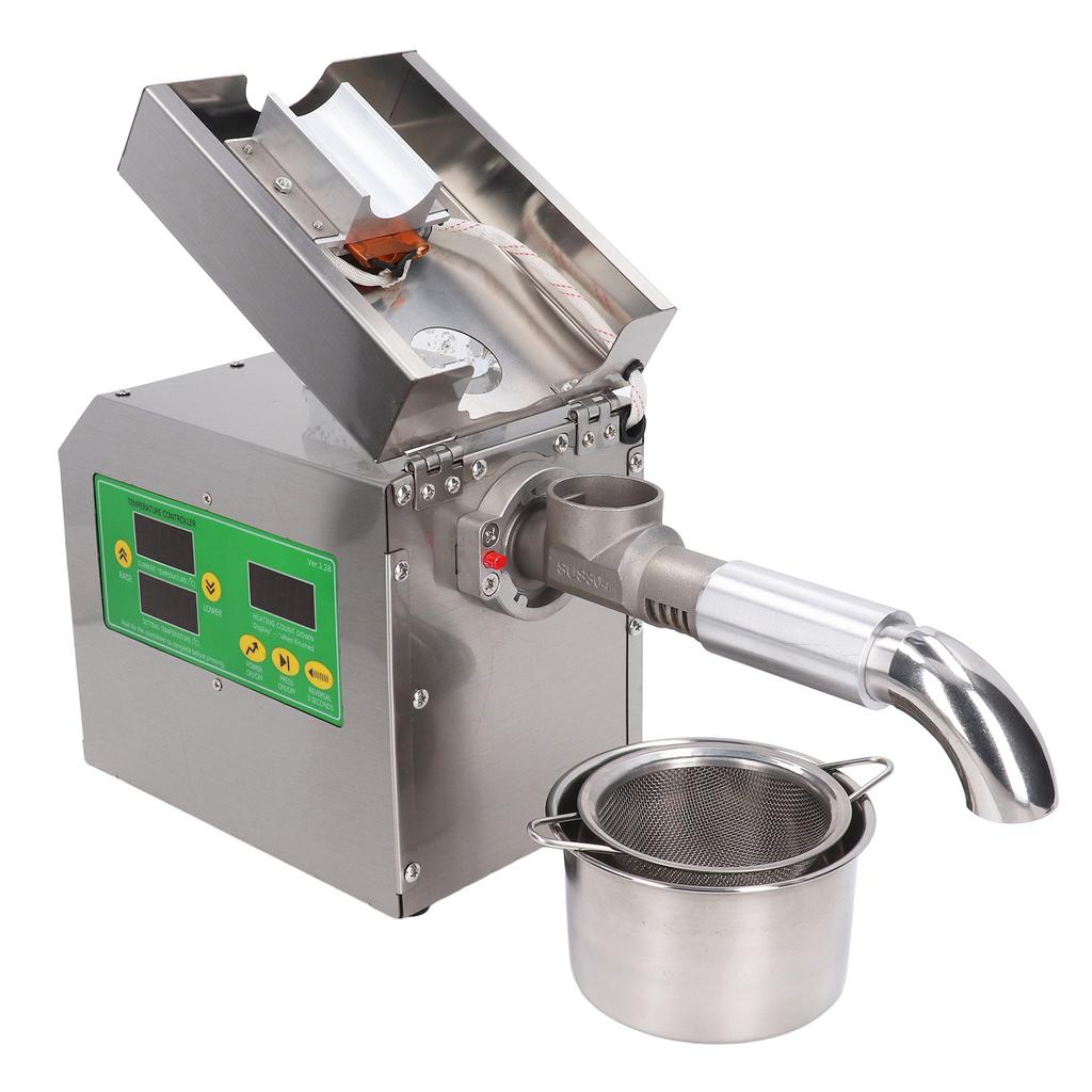 Stainless Steel Mini Oil Press Machine Automatic Nut Seeds Oil Press Extractor Cold Hot Press US