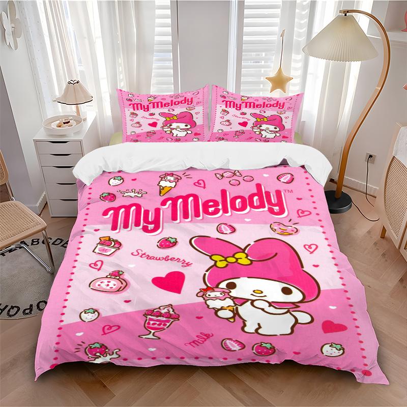 Melody Sweet Treats Print 3Pcs Bedding Setduvet Cover With 2 Bedropillowcase Home Birthday Gift