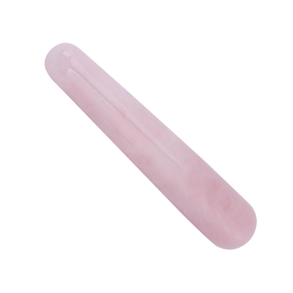 1pc Natural Quartz Crystal Face Massage Wand Stone Smooth Stick Massaging Tool Pink 100mm