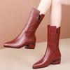 2025 New Autumn and Winter Boots Women's Thick Heel Medium Boots Soft Leather Women's Boots Women's Shoes Winter