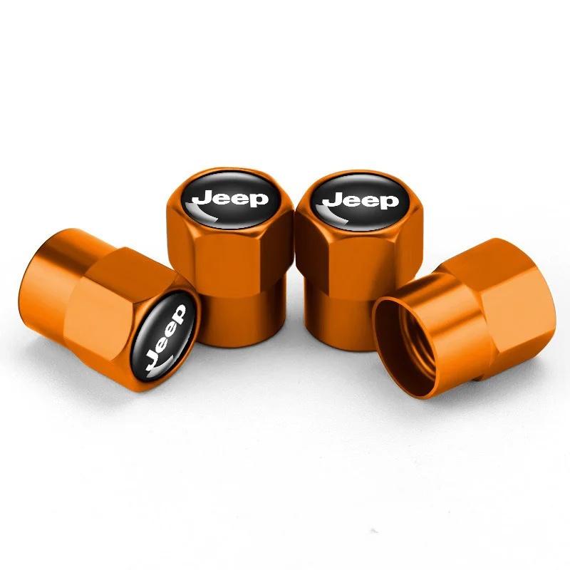 4Pcs Aluminum Alloy Car Tire Valve Stem Caps for Jeep Renegade Wrangler JK JL Grand Leakproof Dustproof Auto Wheel Accessories