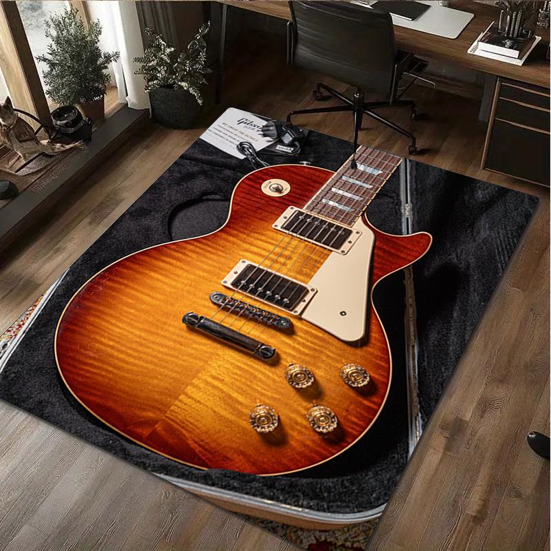 1Pc Guitar Print Rug - home decoration Carpet For Living Room Bedroom Flooring Computer Chair Area Rug