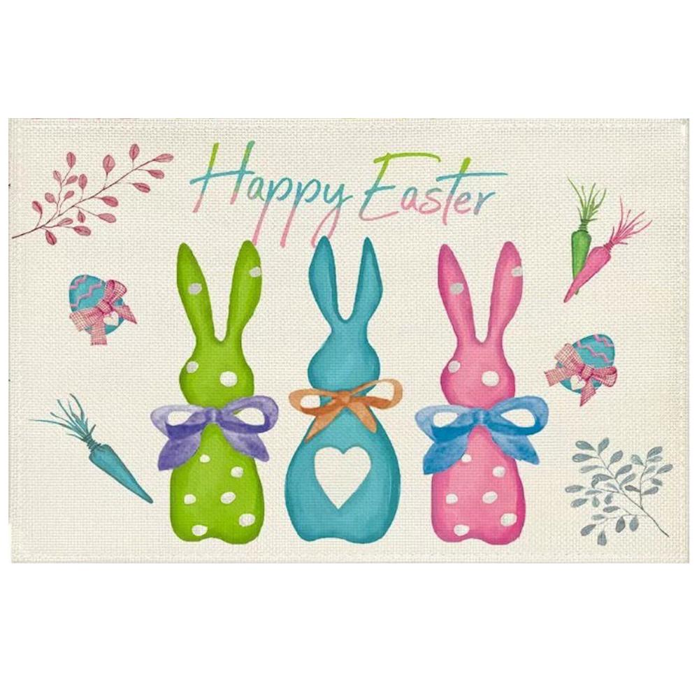 Пасхальный набор из 1/4 салфеток под приборы с рисунком кролика-моркови в стиле «Буффало», 30 x 45 см, весенние банкетные салфетки, моющиеся салфетки под приборы, украшение для кухонной вечеринки