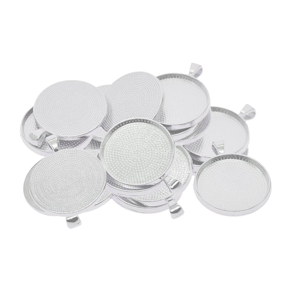 10Pcs Blank Round Bezel Tray Base for 42x33mm Cabochon Necklace Pendant 30mm