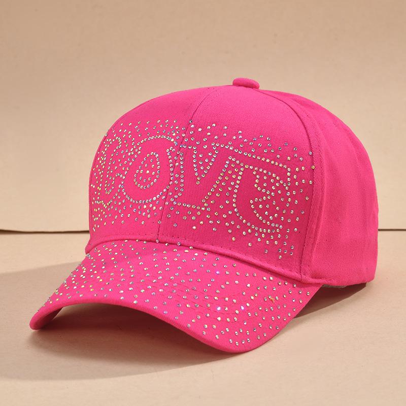 New fashion point diamond LOVE cap ins trendy face small baseball cap outdoor sun hat