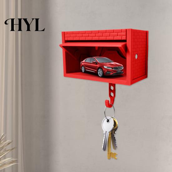 No Drill Installation Key Hook Car Garage Holder with Opening Door Adhesive Home Decor Clip Wall-Mounted Organizer Dual-purpose Decorative for Office