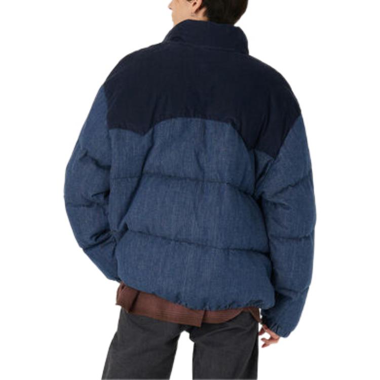 Levis FW22 Вельветовый джинсовый лоскутный пуховик на молнии Мужская куртка Темно-синяя A0726-0002