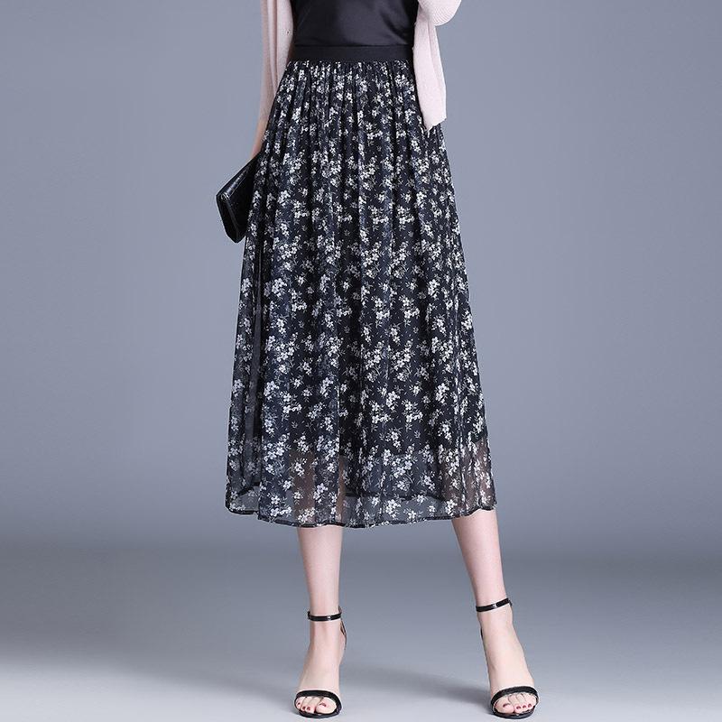Юбка с цветочным принтом женская летняя плиссированная юбка с высокой талией, женская пышная длинная юбка из шифона с драпировкой, юбка высокого класса