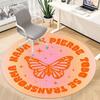 1pc Butterfly Transformation Office Round Area Rug,  Mat Suitable For Office, Under Office Chairs Bedroom Living Room Home Decor, Room Deco