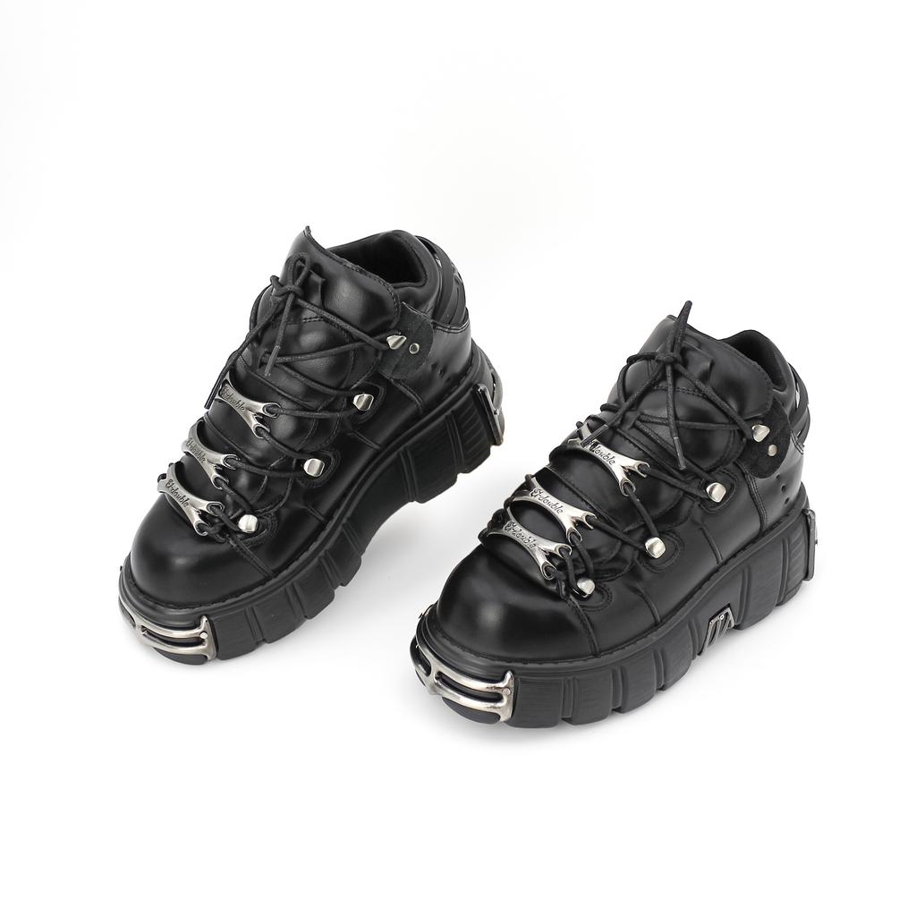 U-DOUBLE Бренд Панк Стиль Женская Обувь На шнуровке Высота каблука 6 см Обувь на платформе Женские Готические Ботильоны Металлический декор Женские Кроссовки