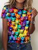 Модная летняя женская футболка с 3D-цветным рисунком и круглым вырезом, с короткими рукавами, повседневная свободная футболка в стиле Харадзюку