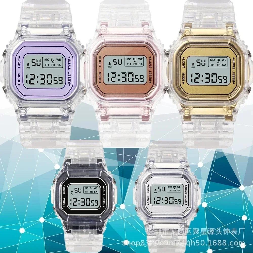 Электронные часы для женщин мужчин Reloj Силиконовый ремешок Прозрачные Нарядные Светодиодные Цифровые Наручные Часы Спортивные Часы Relogio Feminino