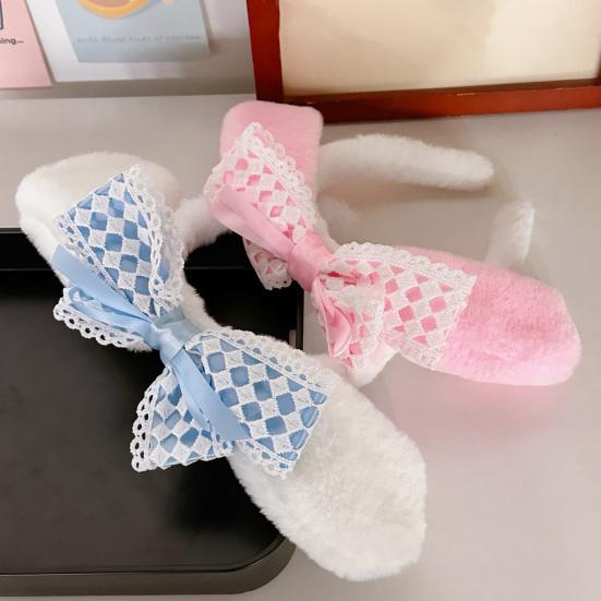 Милая повязка на голову с бантом и пушистыми ушками, мягкая эластичная повязка на голову для косплея на Хэллоуин, для детей, взрослых и девочек