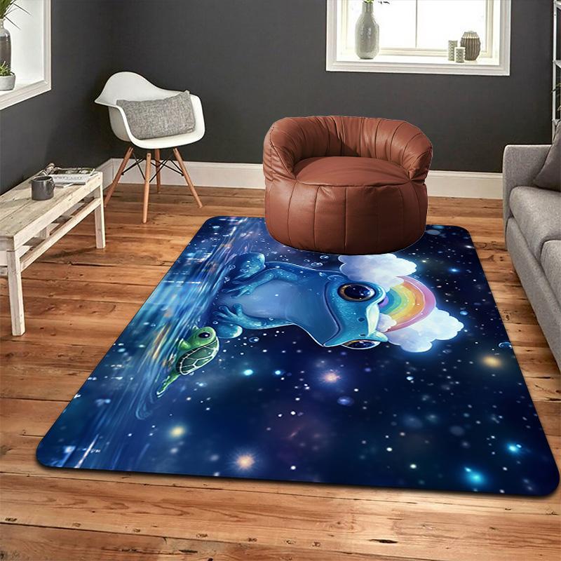 Blue frog Rug Floor Mat for Living Room or Bedroom Soft and Comfortable Carpet a Gift for Birthday and Holiday.