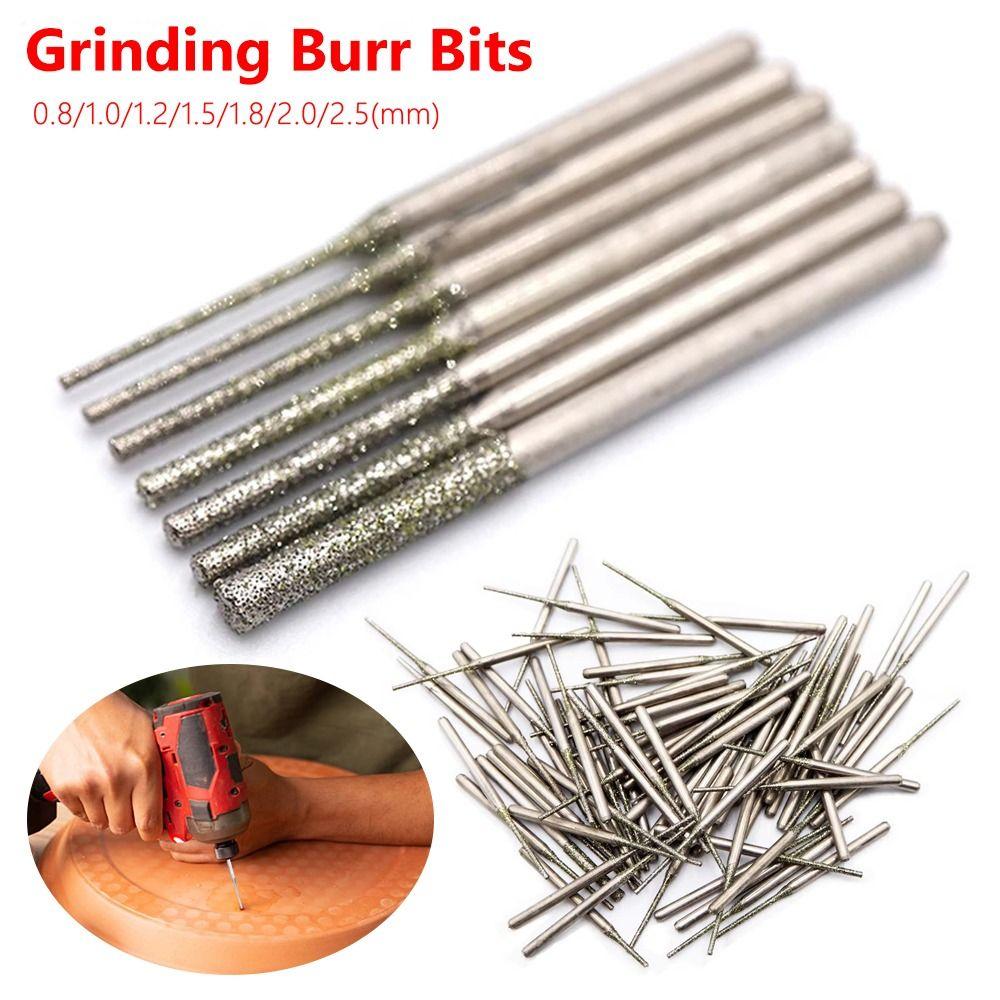 10Pcs Silver Diamond Coated Drill Bits Grinding Burr Bits Glass Jade Amber Jewelry Diamond