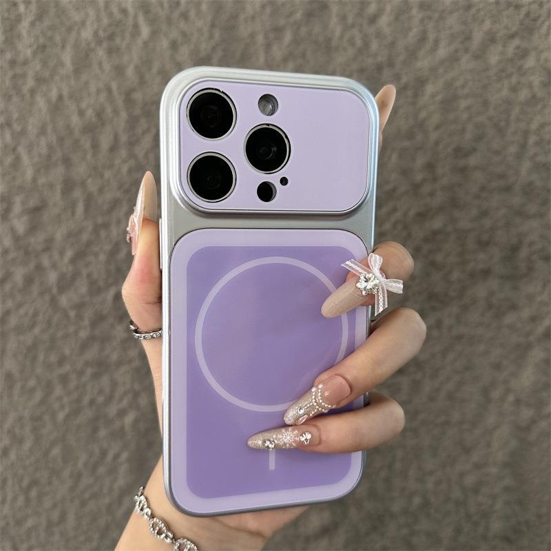 Применимо к чехлу для мобильного телефона iPhone17Pro Max однотонный тонкий держатель кольцо магнитная застежка Apple 16Pro противоударный 15 жесткий защитный чехол