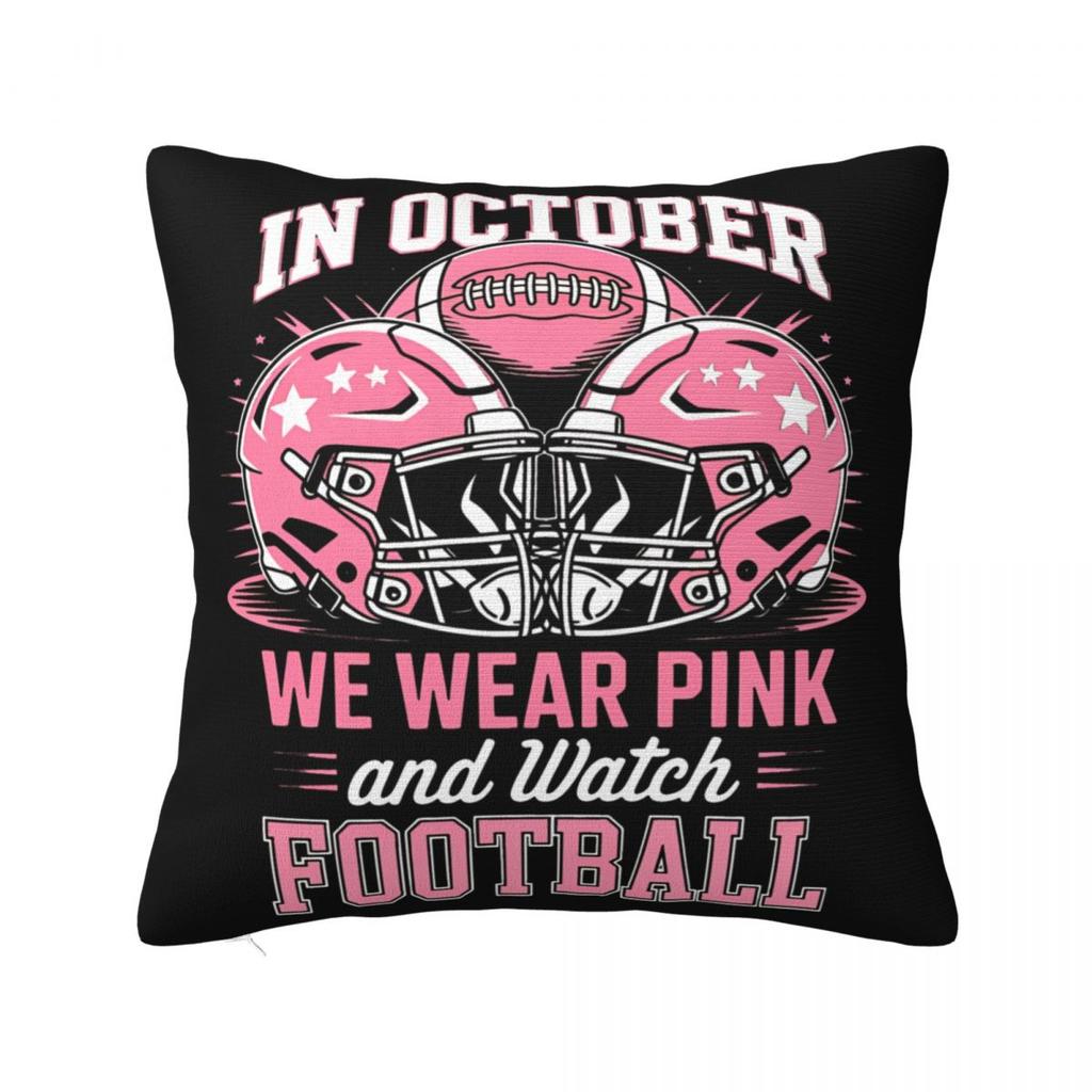 Football Breast Cancer Awareness Support Pillow Covers Car Cushion Cover Cute Pillowcase 4040