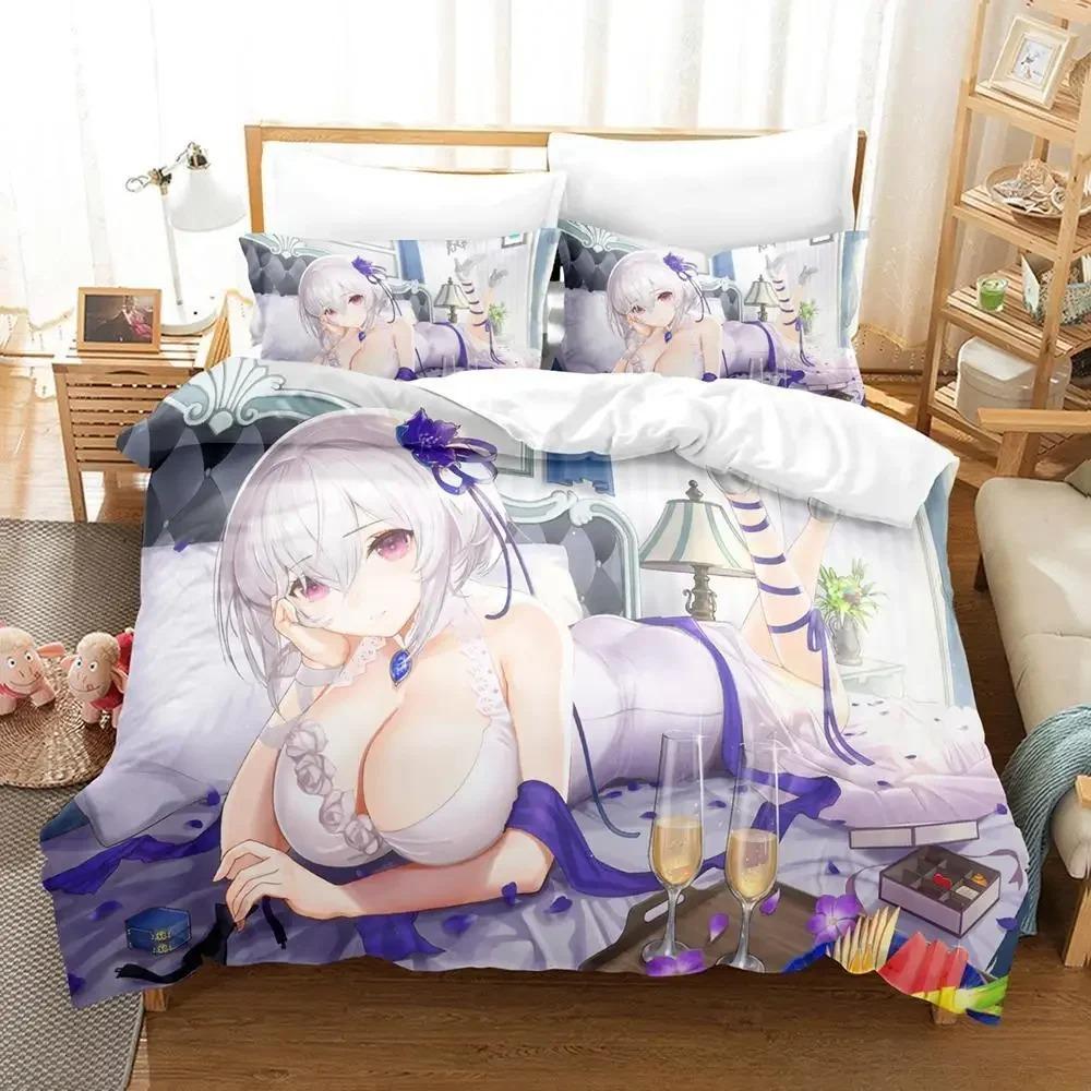 Сексуальный набор постельного белья Azur Lane Sirius 3D-печать Мультяшный Аниме Пододеяльник Взрослый Ребенок Спальня Игровая Девочка
