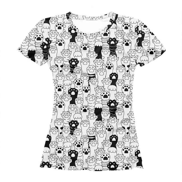 Модная женская футболка с котенком, 3d-печать, уличная съемка, тренд Y2k, летняя женская футболка с короткими рукавами в стиле Харадзюку, ультратонкая Lo