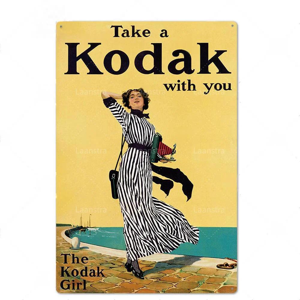 Металлический постер Пленочный фотоаппарат Kodak Все вместе сейчас Ретро Жестяные таблички Настенный декор Клуб Бар Жестяная картина Художественное украшение Постер