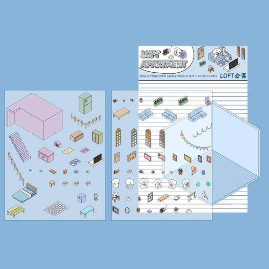 DIY 3D наклейки для дома Тема супермаркета Многоразовые наклейки Снятие стресса Кофейня Книжный магазин