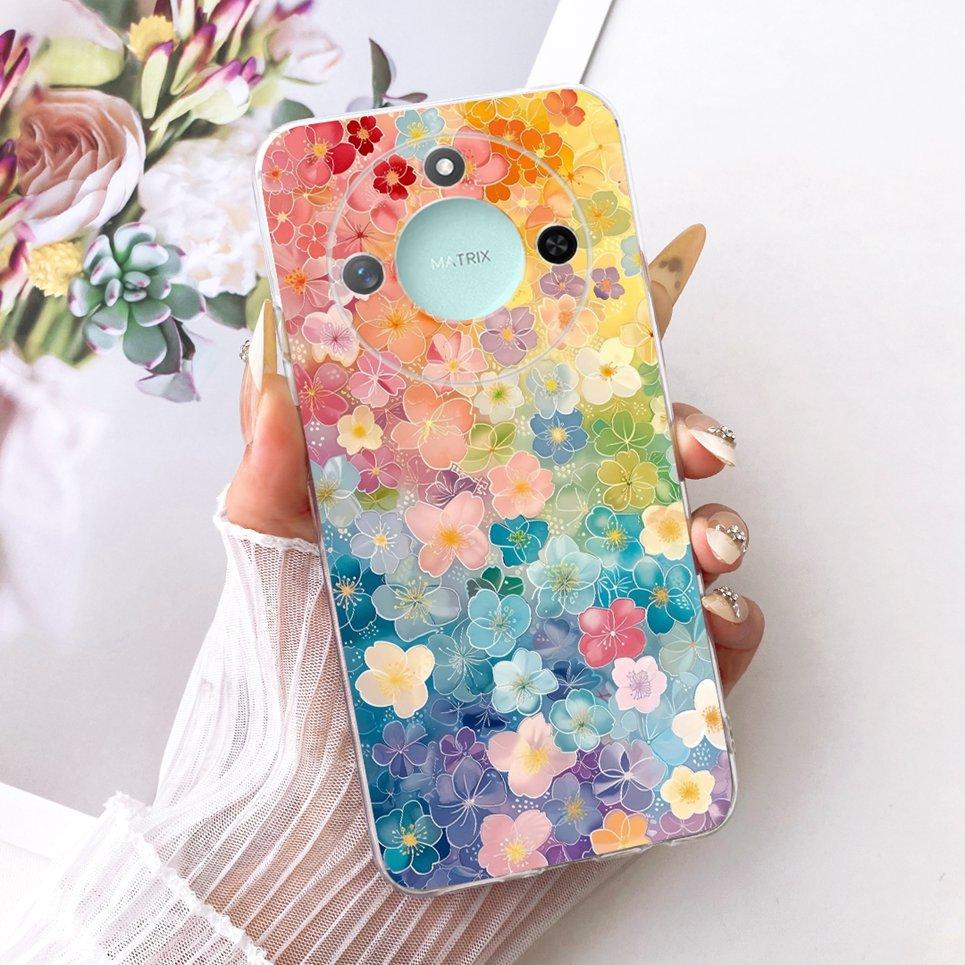 Luxury Flower Butterfly Bow Pattern Casing For Honor X9C Smart Back Cover Clear Soft Silicone Phone Case For Honor X60 5G