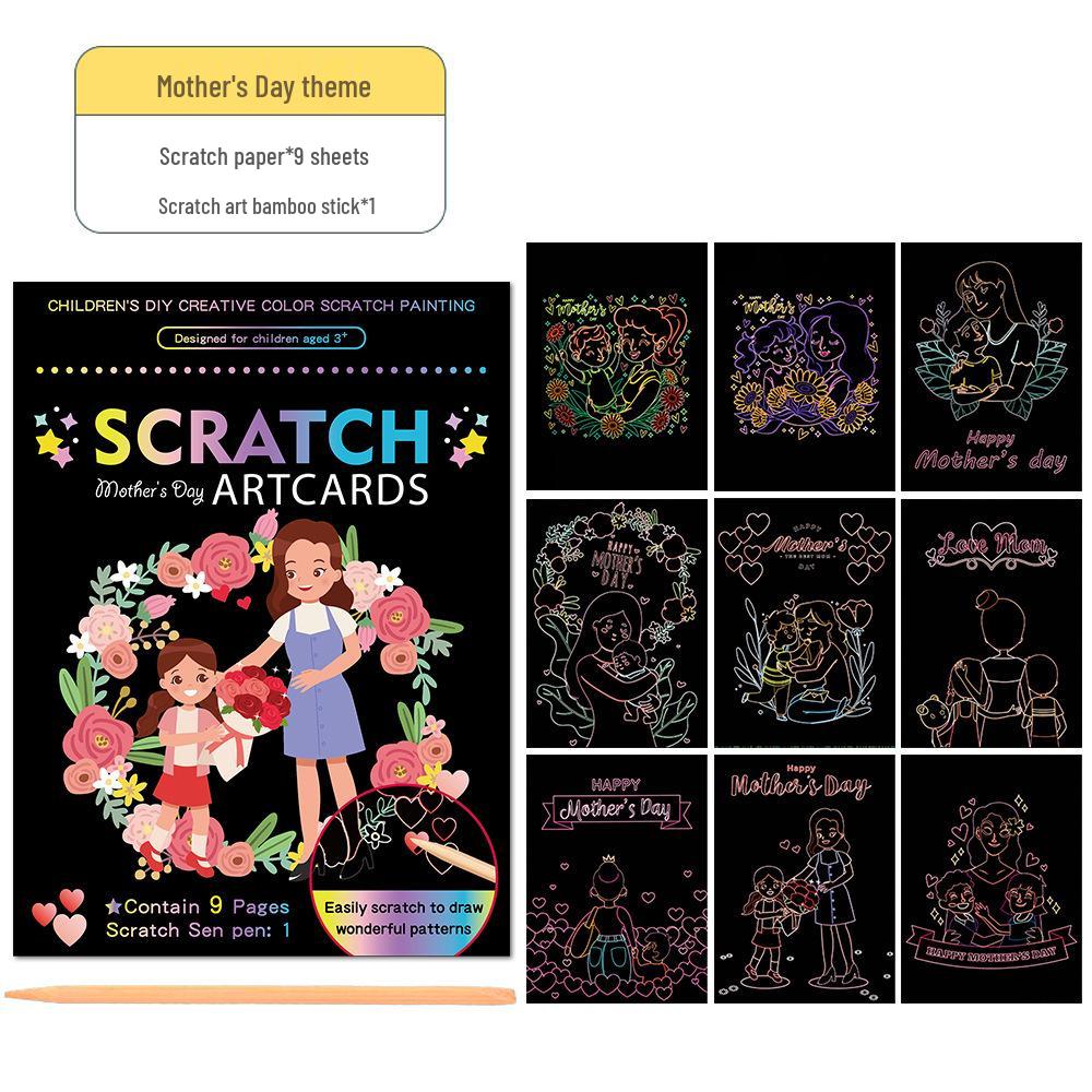 Набор для творчества 'Scratch Art' с рисунками животных для детей - Креативные принадлежности для граффити с ослепительными цветами