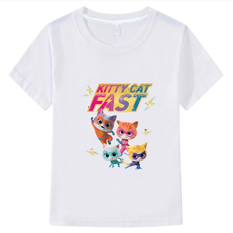 Футболка SuperKitties для мальчиков 10 лет, футболка с аниме, хлопковые топы с героями мультфильмов, одежда для девочек y2k, цельная летняя детская одежда