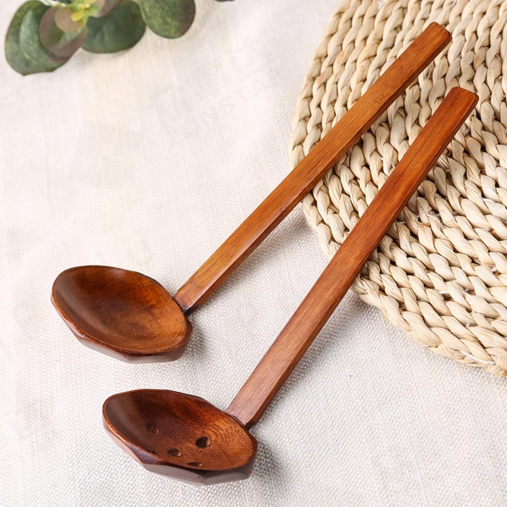 Handle Japanese Style Tableware Wooden Soup Spoon Ramen Spoon Slotted Spoon Kitchen Utensil Tool