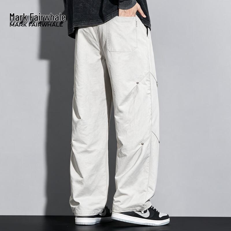 MARK FAIRWHALE Men's American-Style Loose Cargo Straight-Leg Trousers