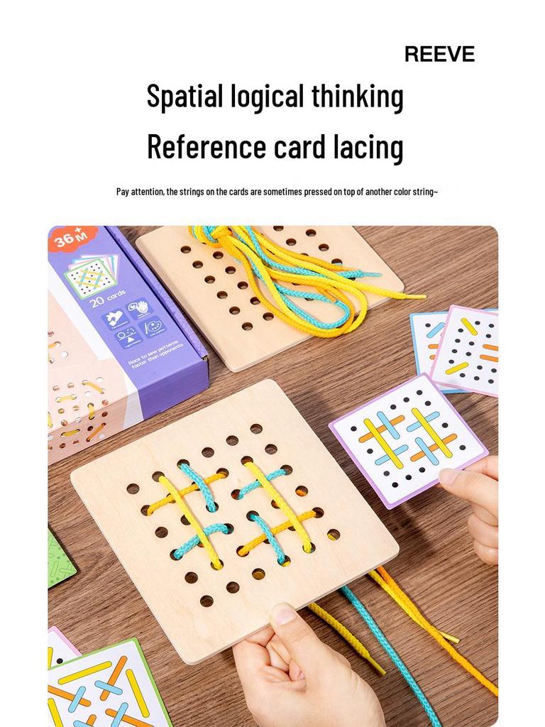 Children's Educational Threading Board Toy for Concentration and Logical Thinking, Handmade Shoelace Trainer for Ages 3-6