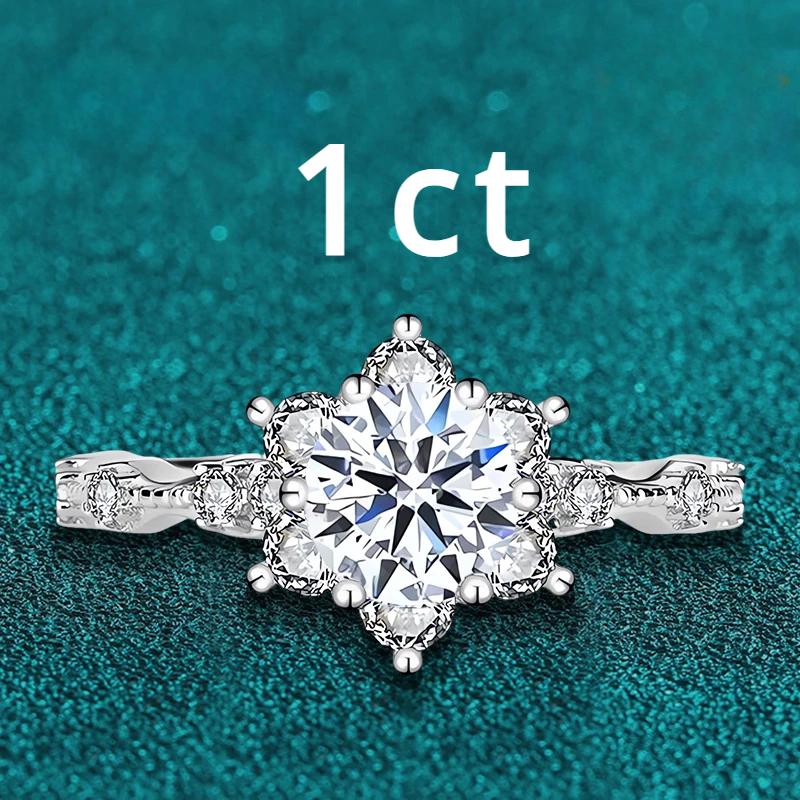 Кольцо с муассанитом 5 карат для женщин, кольцо с цветком и бриллиантом, стерлинговое серебро 925 пробы с позолотой GRA18K, свадебное кольцо для невесты