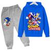 2026 Anime Sonics The Hedgehog Children's Sweater Suit Cartoon Pullover Boy Warm Sweater Hoodie+Sweatpants 2d Fashion Sportswear