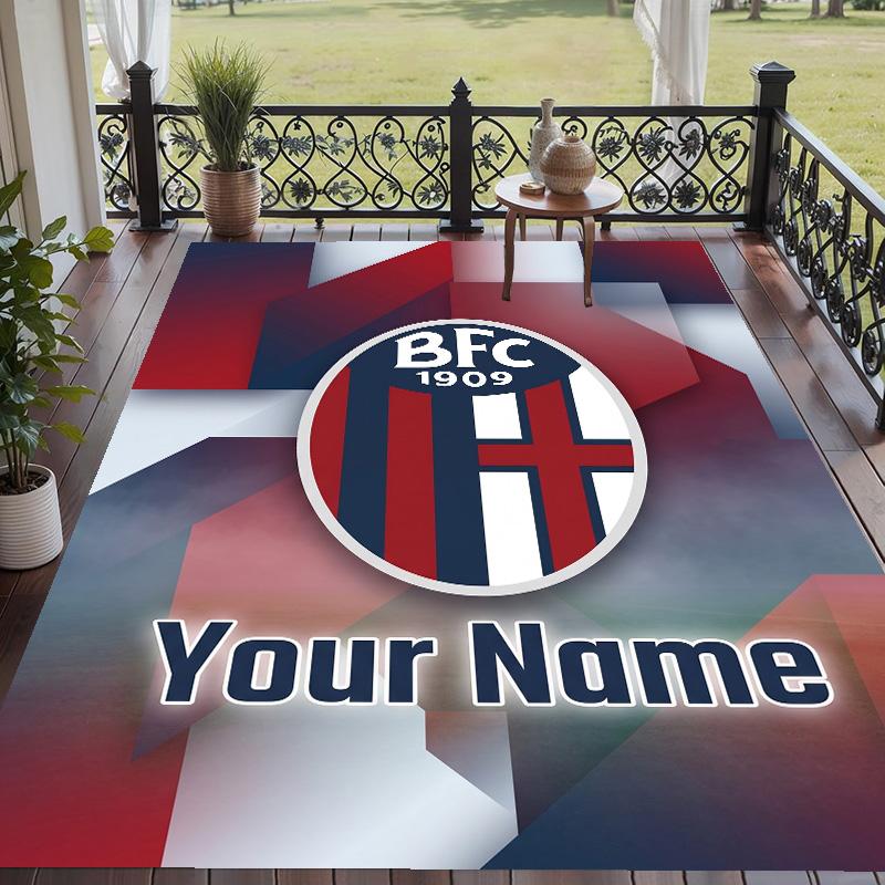 Custom Text Printed Rug Bologna FC Non Slip Floor Carpet For Home Room Decor