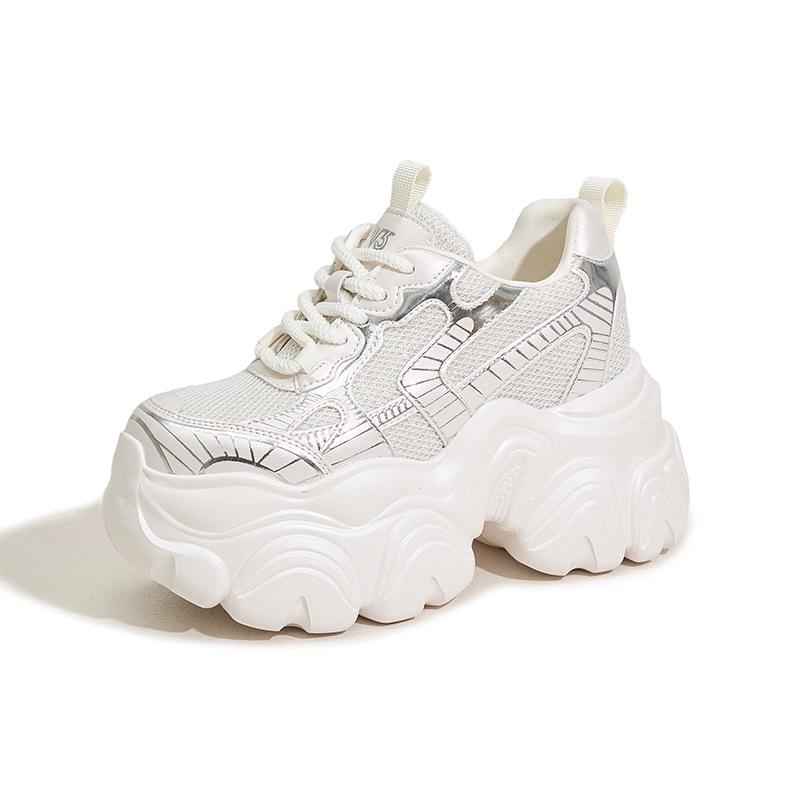 Женские сетчатые туфли Dad Shoes 2025 года на толстой подошве, с увеличенным ростом и универсальным повседневным дизайном